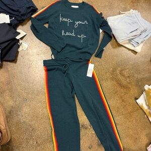 Spiritual Gangster Teal SET with Rainbow Accents XS/S